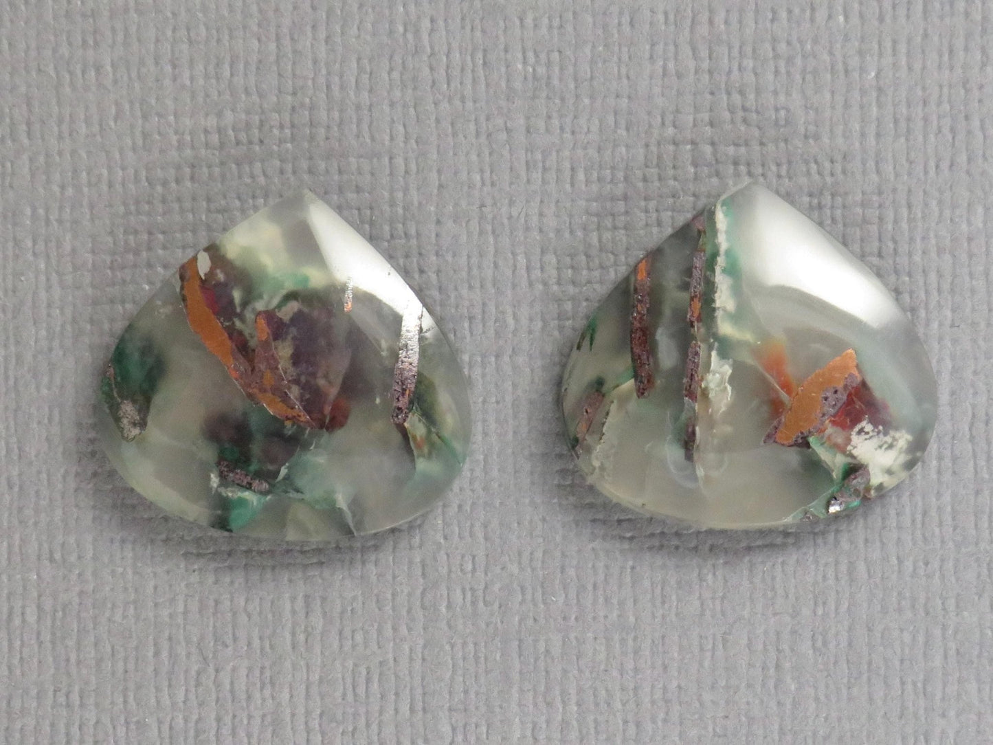Confetti Chalcedony Cabochon Pair Freeform | 18x16.8mm, 22ct | Per Pair | Indonesia | CF118 - Gem Enthusiast