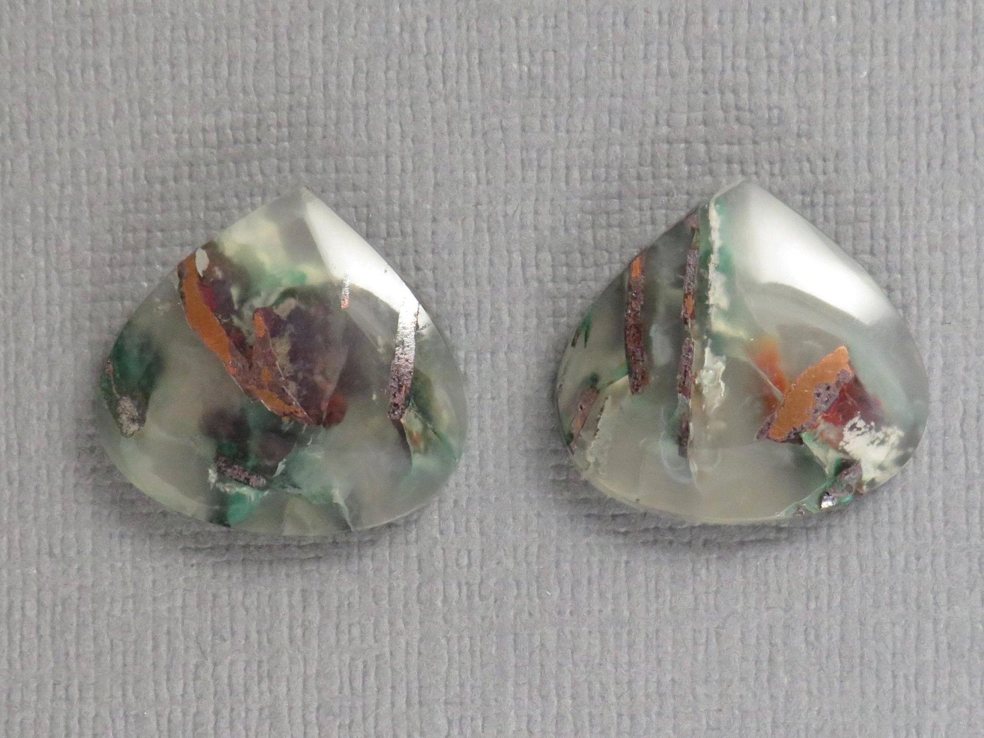 Confetti Chalcedony Cabochon Pair Freeform | 18x16.8mm, 22ct | Per Pair | Indonesia | CF118 - Gem Enthusiast