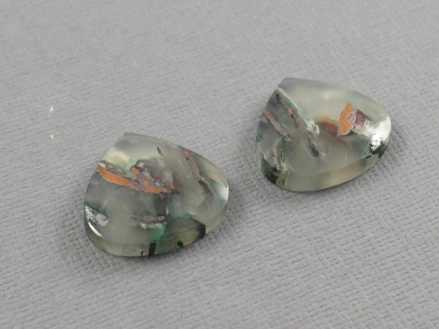 Confetti Chalcedony Cabochon Pair Freeform | 18x16.8mm, 22ct | Per Pair | Indonesia | CF118 - Gem Enthusiast