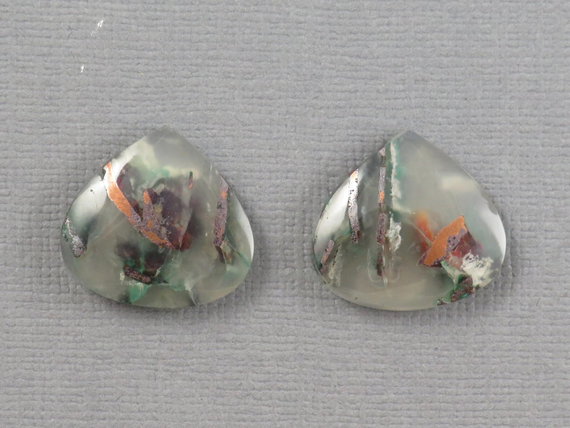 Confetti Chalcedony Cabochon Pair Freeform | 18x16.8mm, 22ct | Per Pair | Indonesia | CF118 - Gem Enthusiast