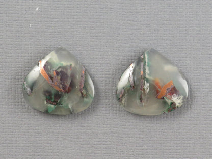 Confetti Chalcedony Cabochon Pair Freeform | 18x16.8mm, 22ct | Per Pair | Indonesia | CF118 - Gem Enthusiast