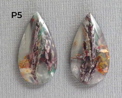 Confetti Chalcedony Cabochon Pairs | 17–23mm, avg 19ct | Per Pair | Indonesia | CF114 - Gem Enthusiast