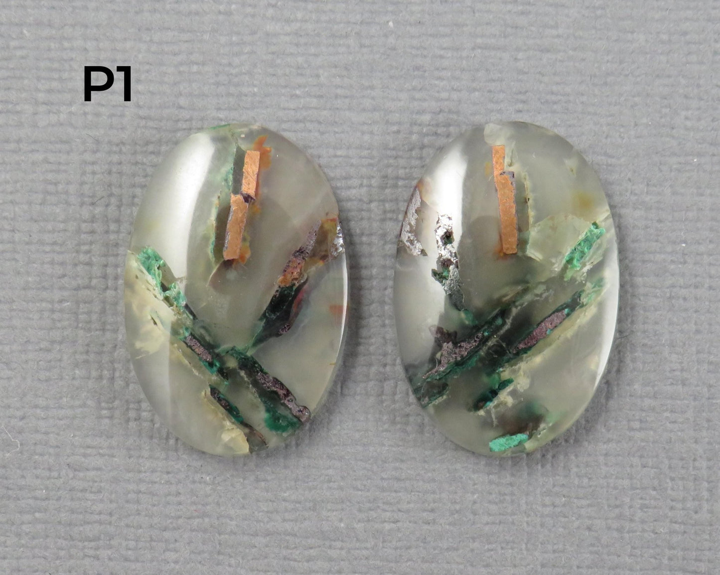 Confetti Chalcedony Cabochon Pairs | 17–23mm, avg 19ct | Per Pair | Indonesia | CF114 - Gem Enthusiast