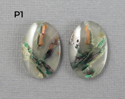 Confetti Chalcedony Cabochon Pairs | 17–23mm, avg 19ct | Per Pair | Indonesia | CF114 - Gem Enthusiast