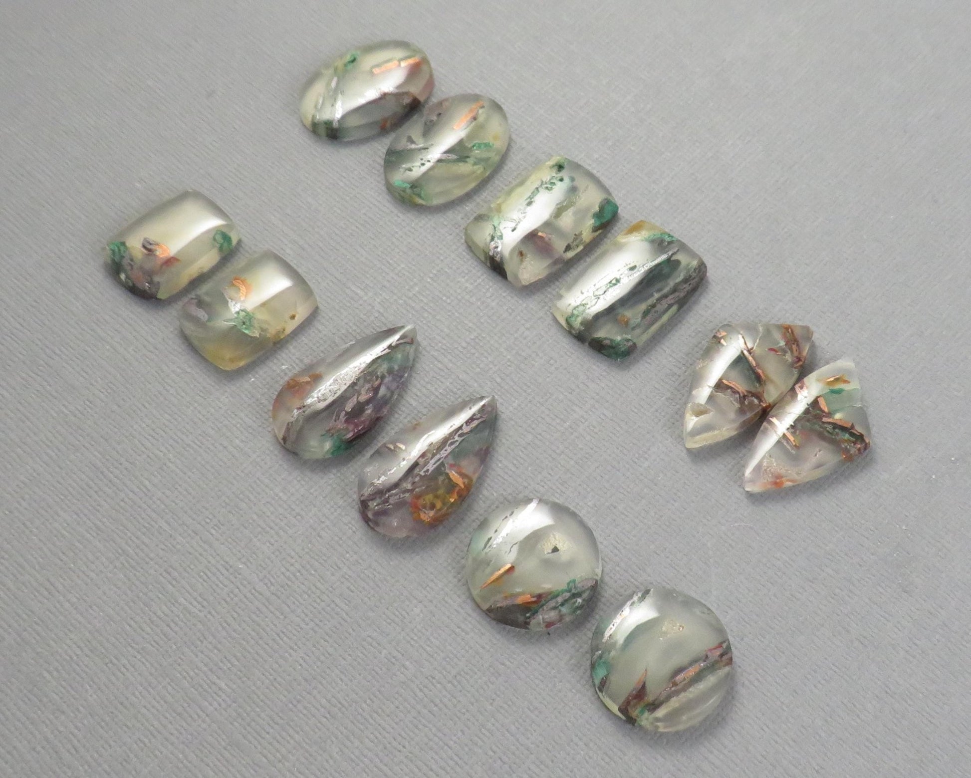 Confetti Chalcedony Cabochon Pairs | 17–23mm, avg 19ct | Per Pair | Indonesia | CF114 - Gem Enthusiast