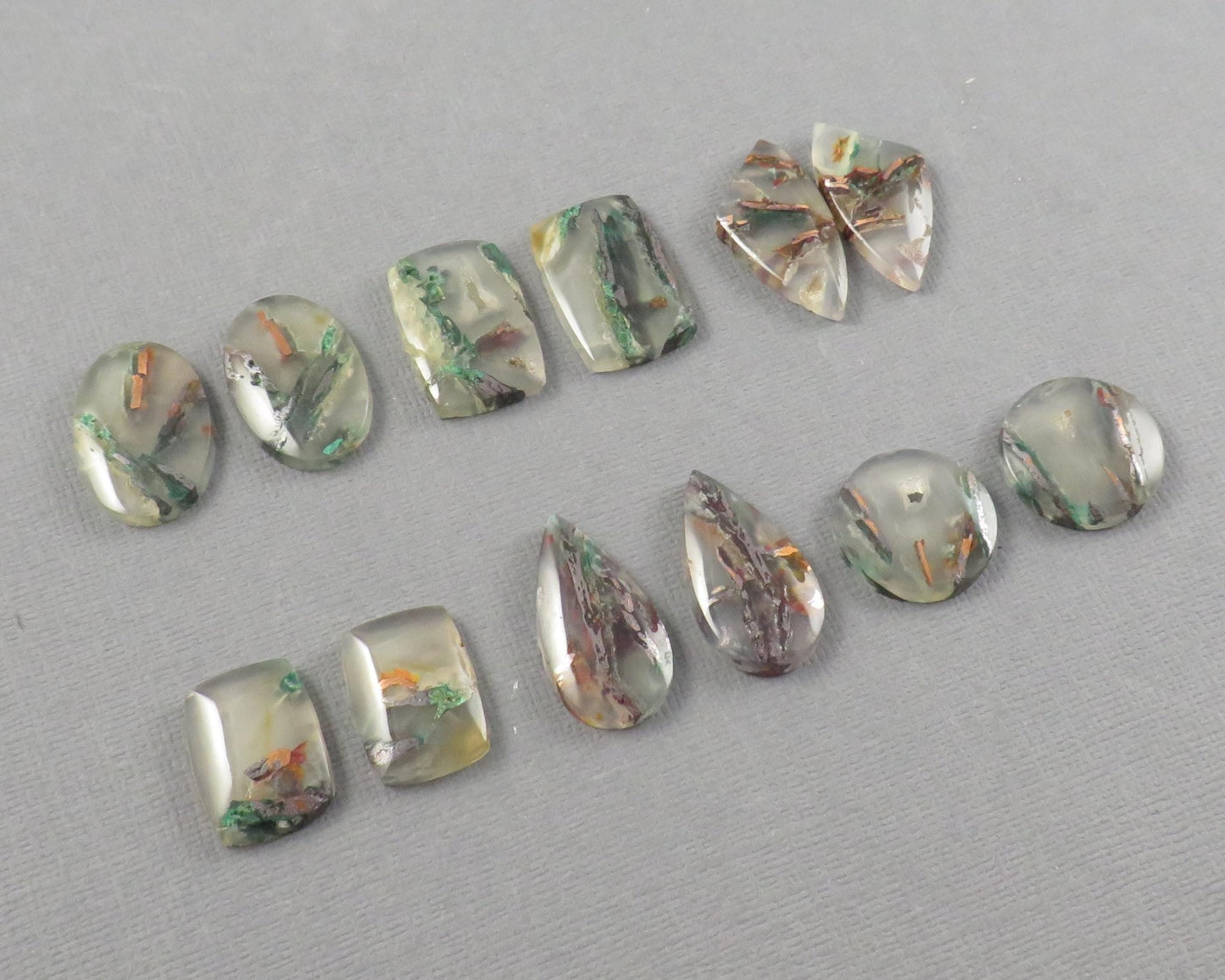 Confetti Chalcedony Cabochon Pairs | 17–23mm, avg 19ct | Per Pair | Indonesia | CF114 - Gem Enthusiast