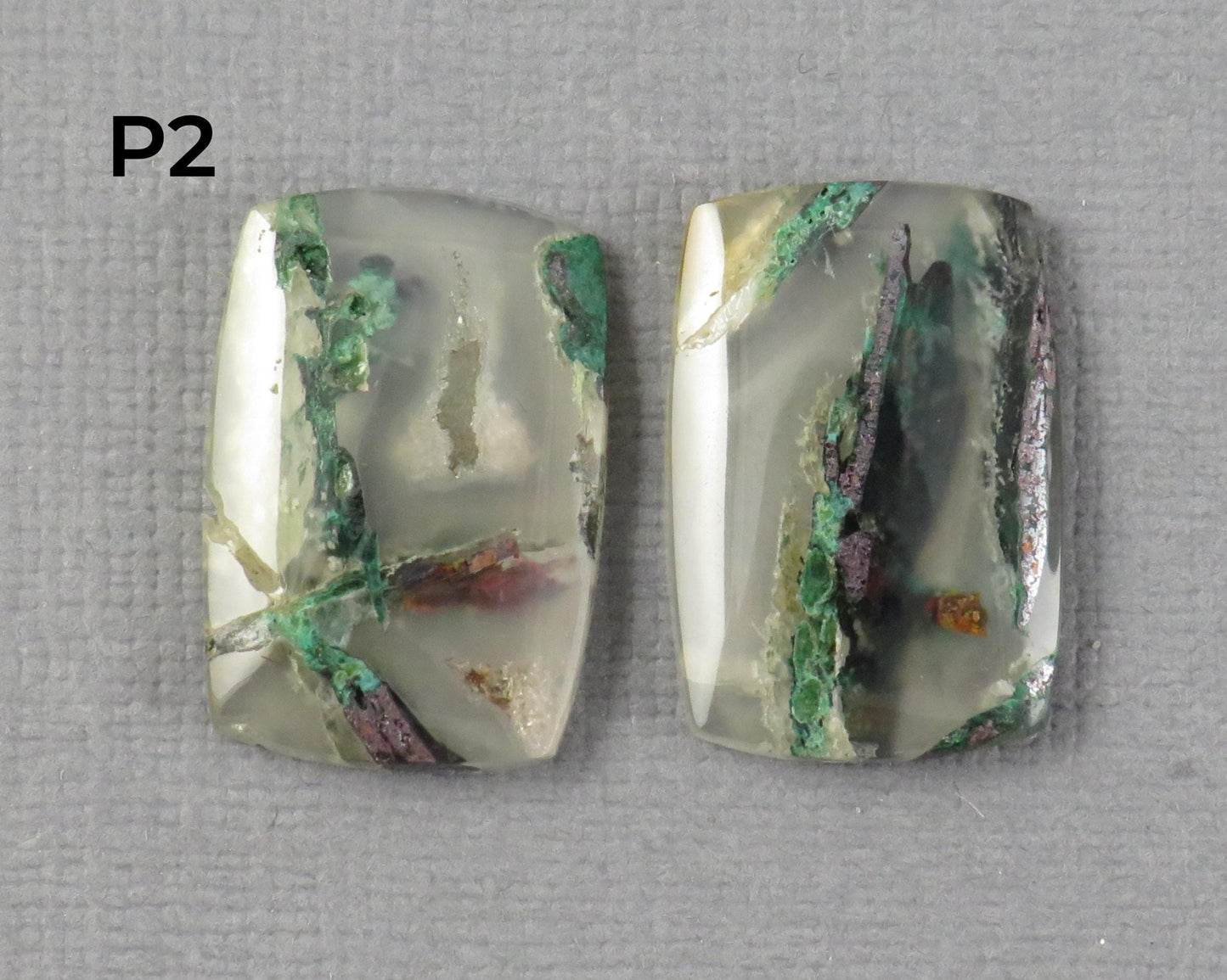 Confetti Chalcedony Cabochon Pairs | 17–23mm, avg 19ct | Per Pair | Indonesia | CF114 - Gem Enthusiast