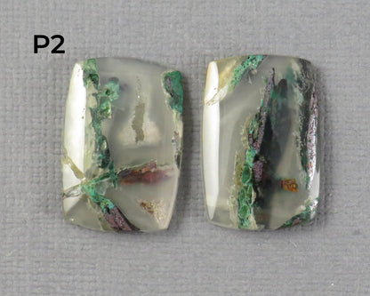 Confetti Chalcedony Cabochon Pairs | 17–23mm, avg 19ct | Per Pair | Indonesia | CF114 - Gem Enthusiast