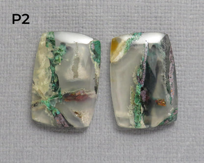 Confetti Chalcedony Cabochon Pairs | 17–23mm, avg 19ct | Per Pair | Indonesia | CF114 - Gem Enthusiast
