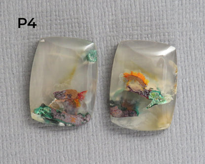 Confetti Chalcedony Cabochon Pairs | 17–23mm, avg 19ct | Per Pair | Indonesia | CF114 - Gem Enthusiast