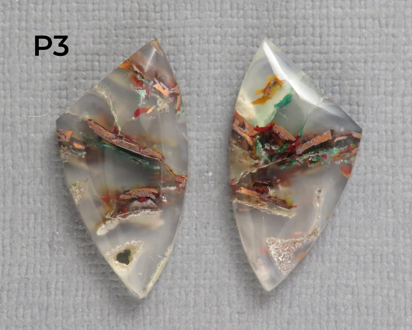 Confetti Chalcedony Cabochon Pairs | 17–23mm, avg 19ct | Per Pair | Indonesia | CF114 - Gem Enthusiast