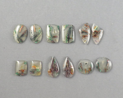 Confetti Chalcedony Cabochon Pairs | 17–23mm, avg 19ct | Per Pair | Indonesia | CF114 - Gem Enthusiast