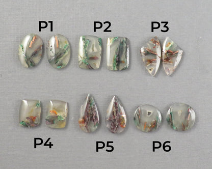 Confetti Chalcedony Cabochon Pairs | 17–23mm, avg 19ct | Per Pair | Indonesia | CF114 - Gem Enthusiast
