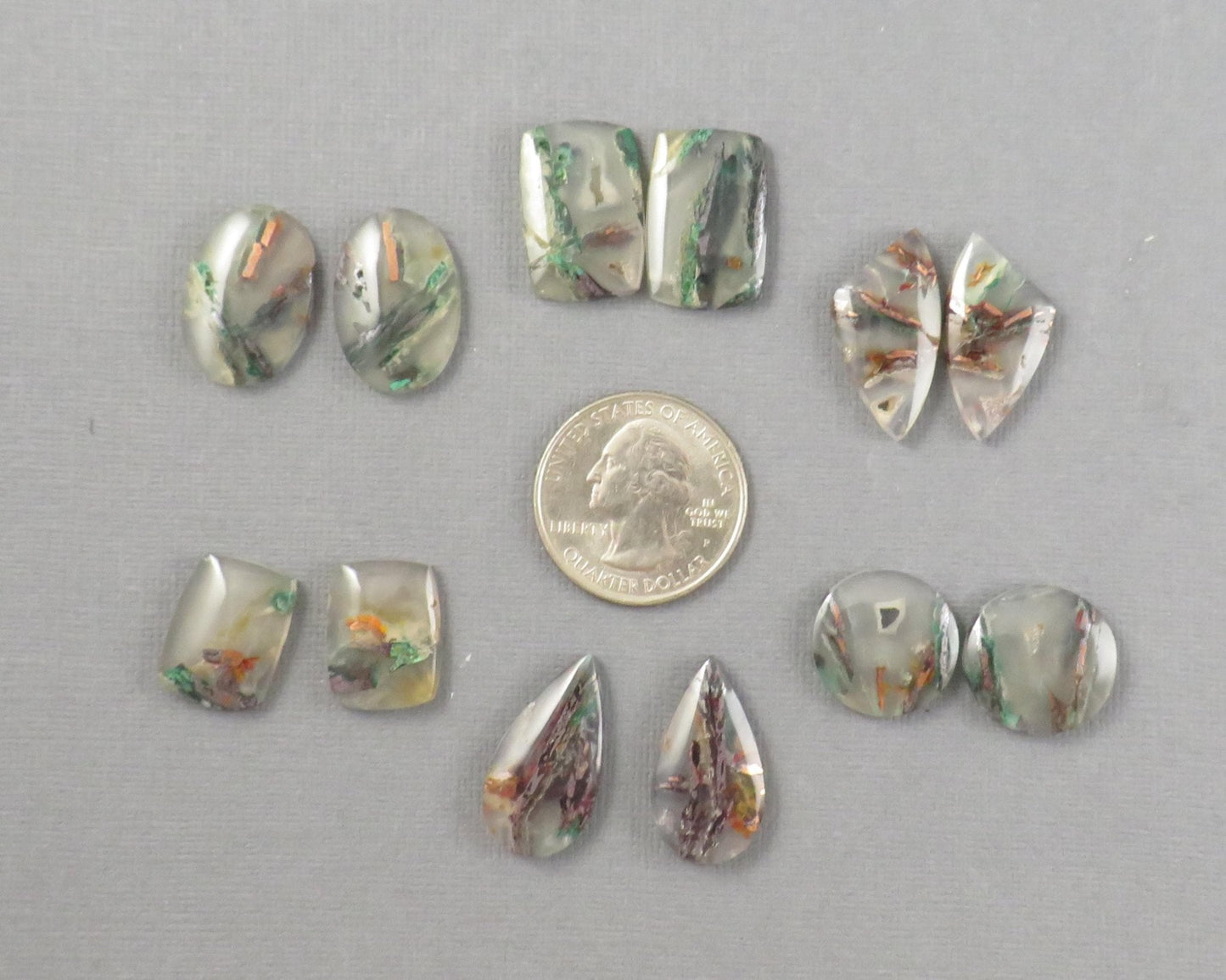 Confetti Chalcedony Cabochon Pairs | 17–23mm, avg 19ct | Per Pair | Indonesia | CF114 - Gem Enthusiast