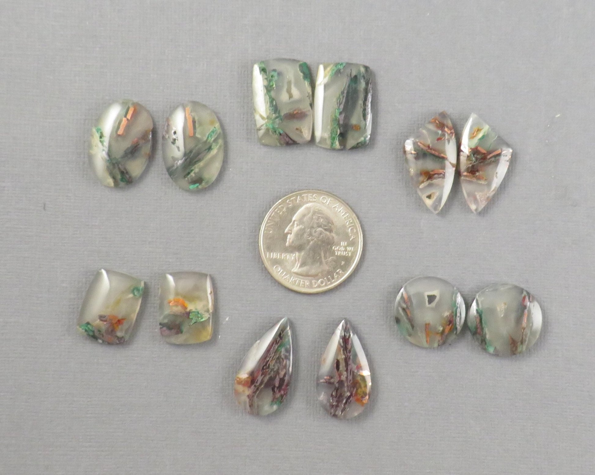 Confetti Chalcedony Cabochon Pairs | 17–23mm, avg 19ct | Per Pair | Indonesia | CF114 - Gem Enthusiast