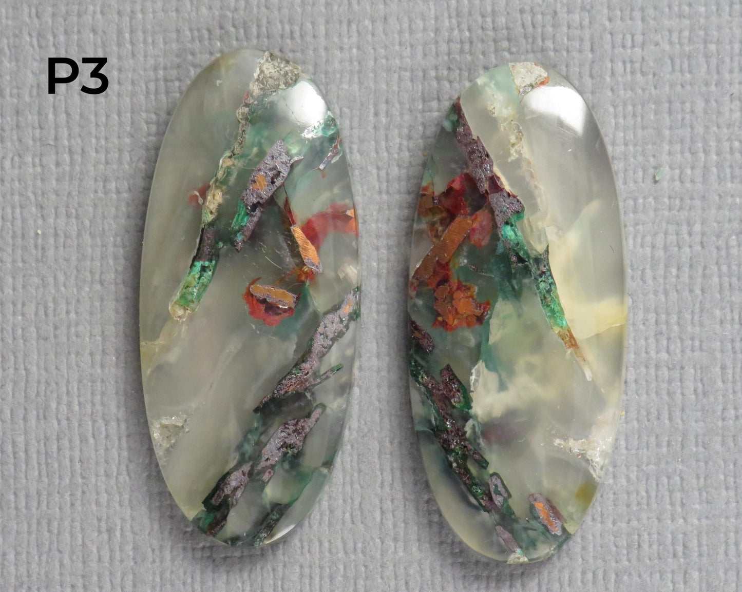 Confetti Chalcedony Cabochon Pairs | 27–34mm, avg 25 ct | Sold Per Pair | Indonesia | CF113 - Gem Enthusiast
