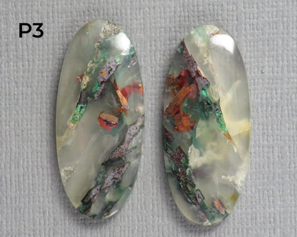 Confetti Chalcedony Cabochon Pairs | 27–34mm, avg 25 ct | Sold Per Pair | Indonesia | CF113 - Gem Enthusiast