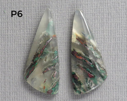 Confetti Chalcedony Cabochon Pairs | 27–34mm, avg 25 ct | Sold Per Pair | Indonesia | CF113 - Gem Enthusiast
