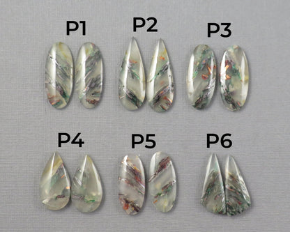 Confetti Chalcedony Cabochon Pairs | 27–34mm, avg 25 ct | Sold Per Pair | Indonesia | CF113 - Gem Enthusiast