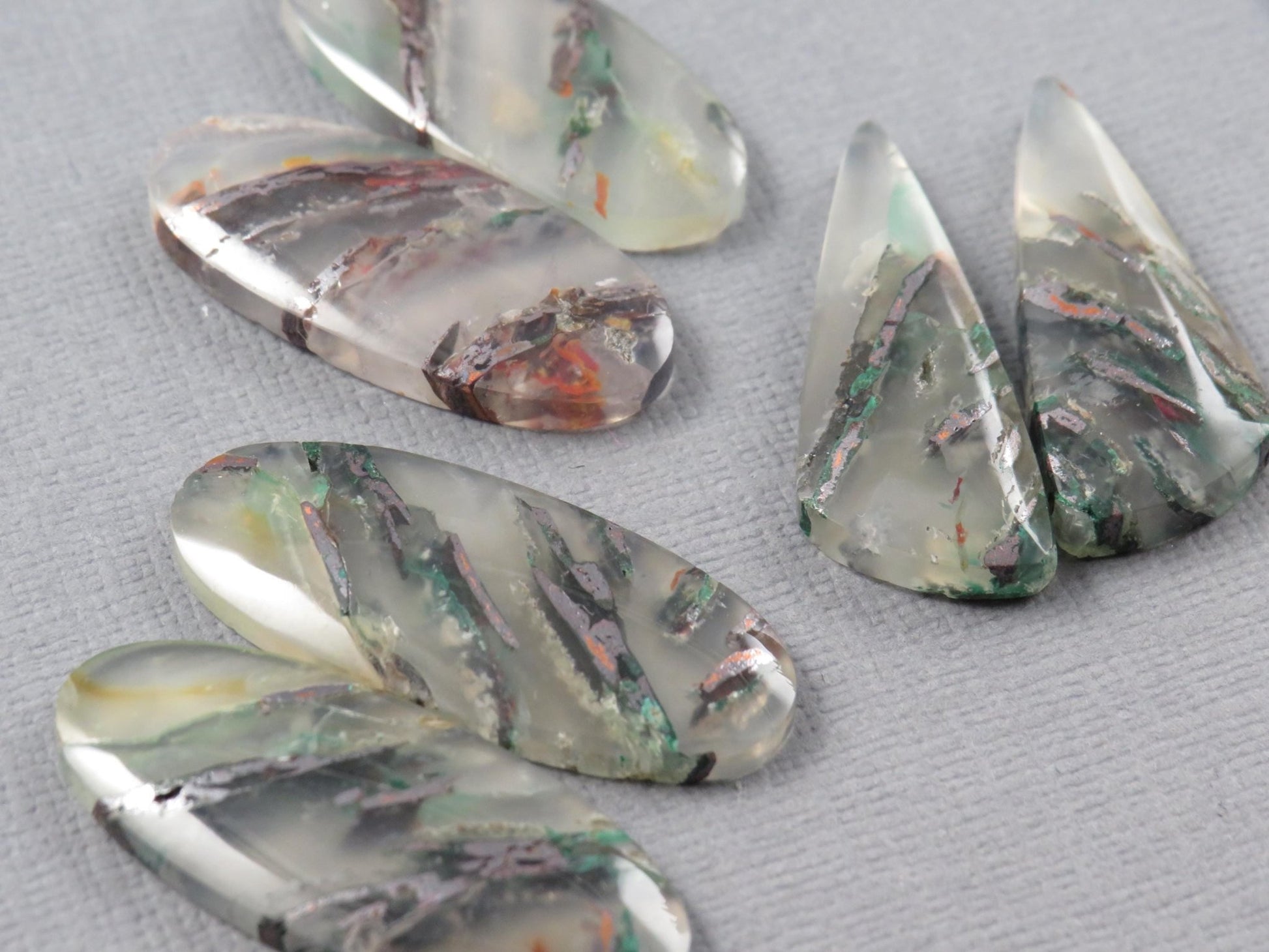 Confetti Chalcedony Cabochon Pairs | 27–34mm, avg 25 ct | Sold Per Pair | Indonesia | CF113 - Gem Enthusiast