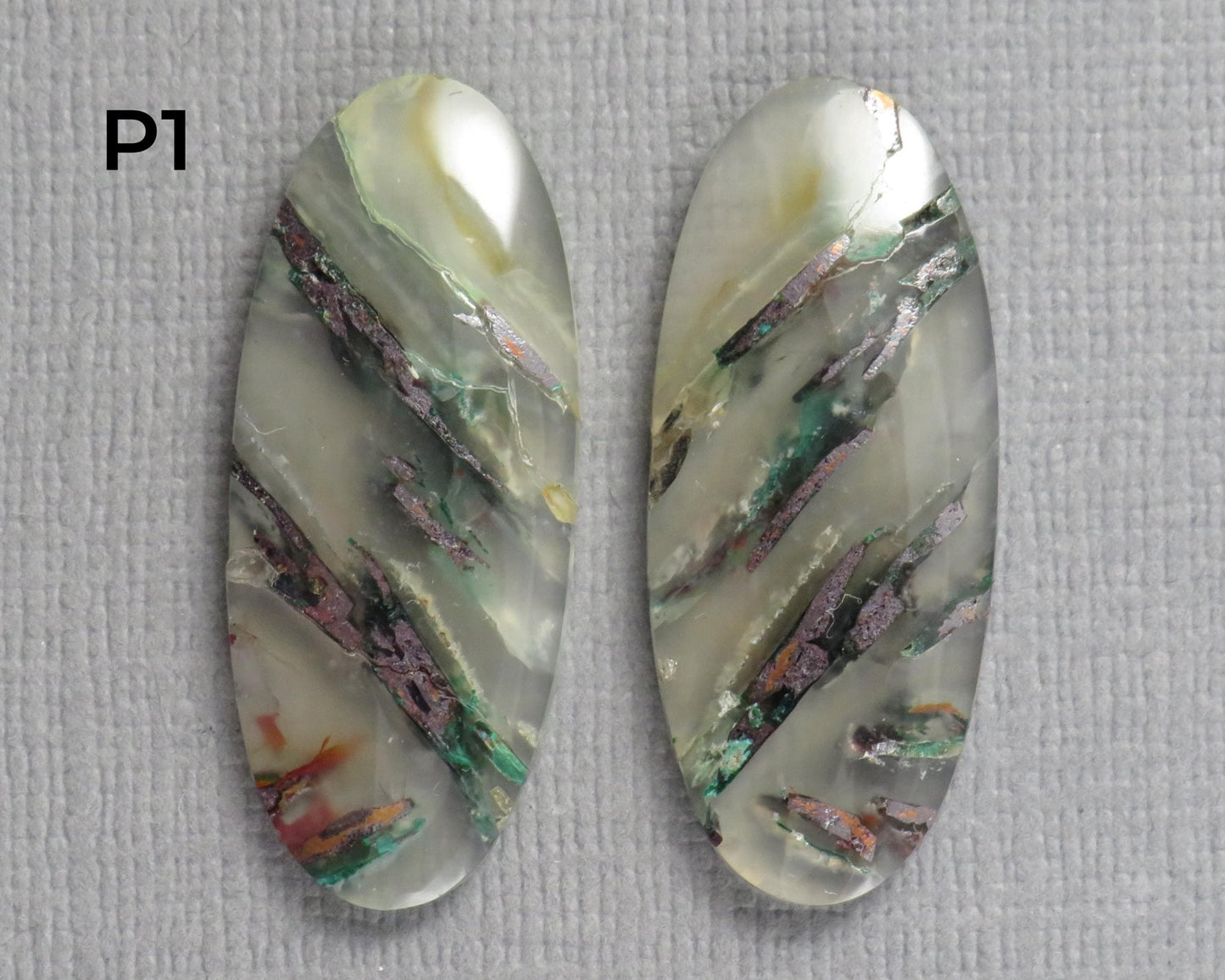 Confetti Chalcedony Cabochon Pairs | 27–34mm, avg 25 ct | Sold Per Pair | Indonesia | CF113 - Gem Enthusiast