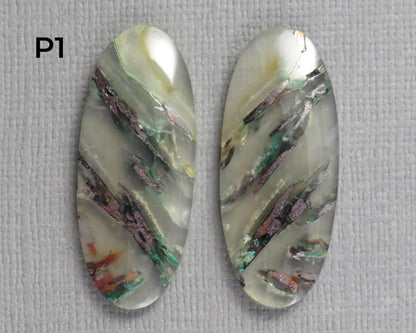 Confetti Chalcedony Cabochon Pairs | 27–34mm, avg 25 ct | Sold Per Pair | Indonesia | CF113 - Gem Enthusiast