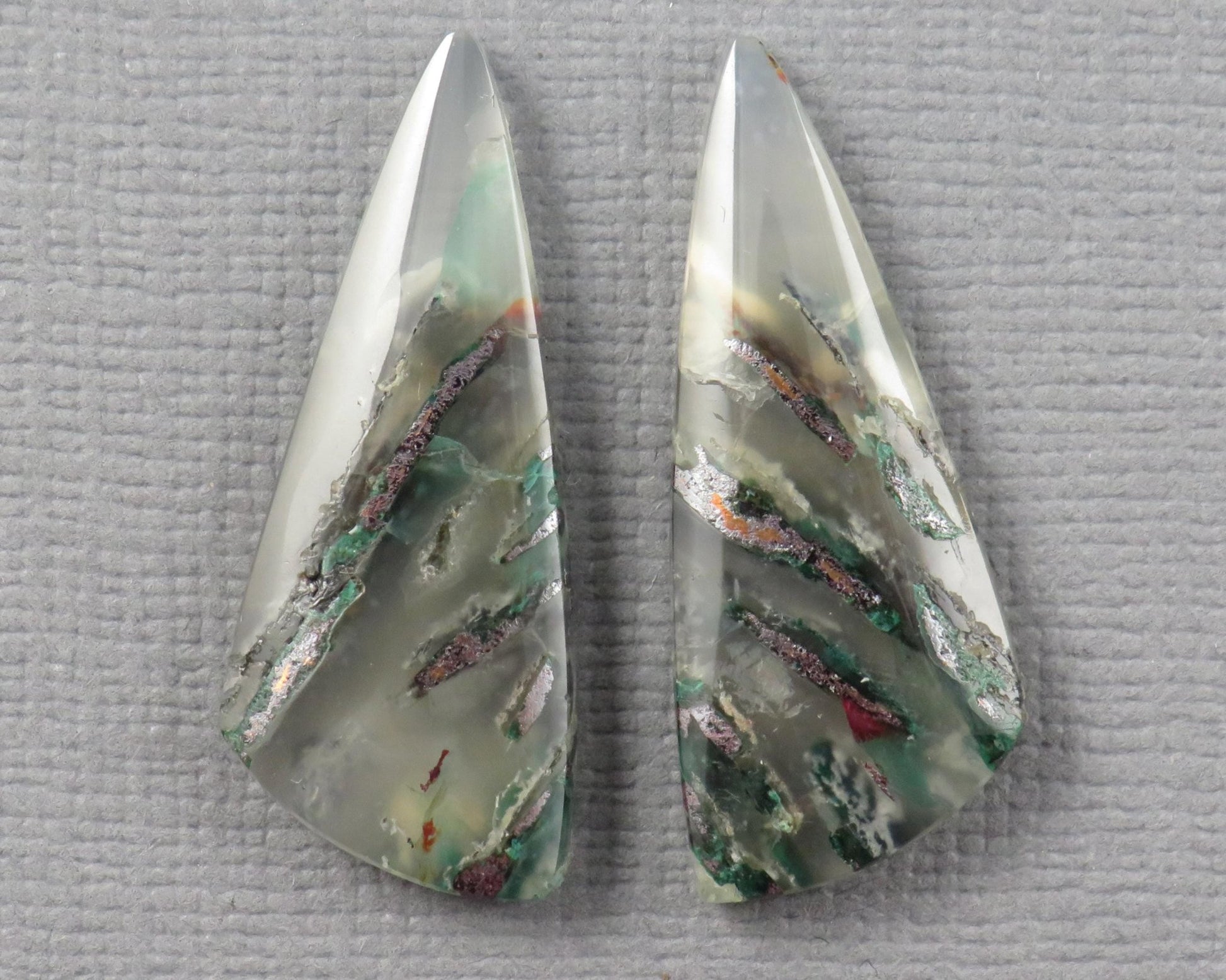 Confetti Chalcedony Cabochon Pairs | 27–34mm, avg 25 ct | Sold Per Pair | Indonesia | CF113 - Gem Enthusiast