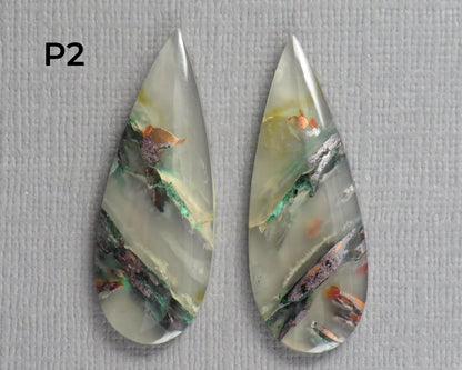 Confetti Chalcedony Cabochon Pairs | 27–34mm, avg 25 ct | Sold Per Pair | Indonesia | CF113 - Gem Enthusiast