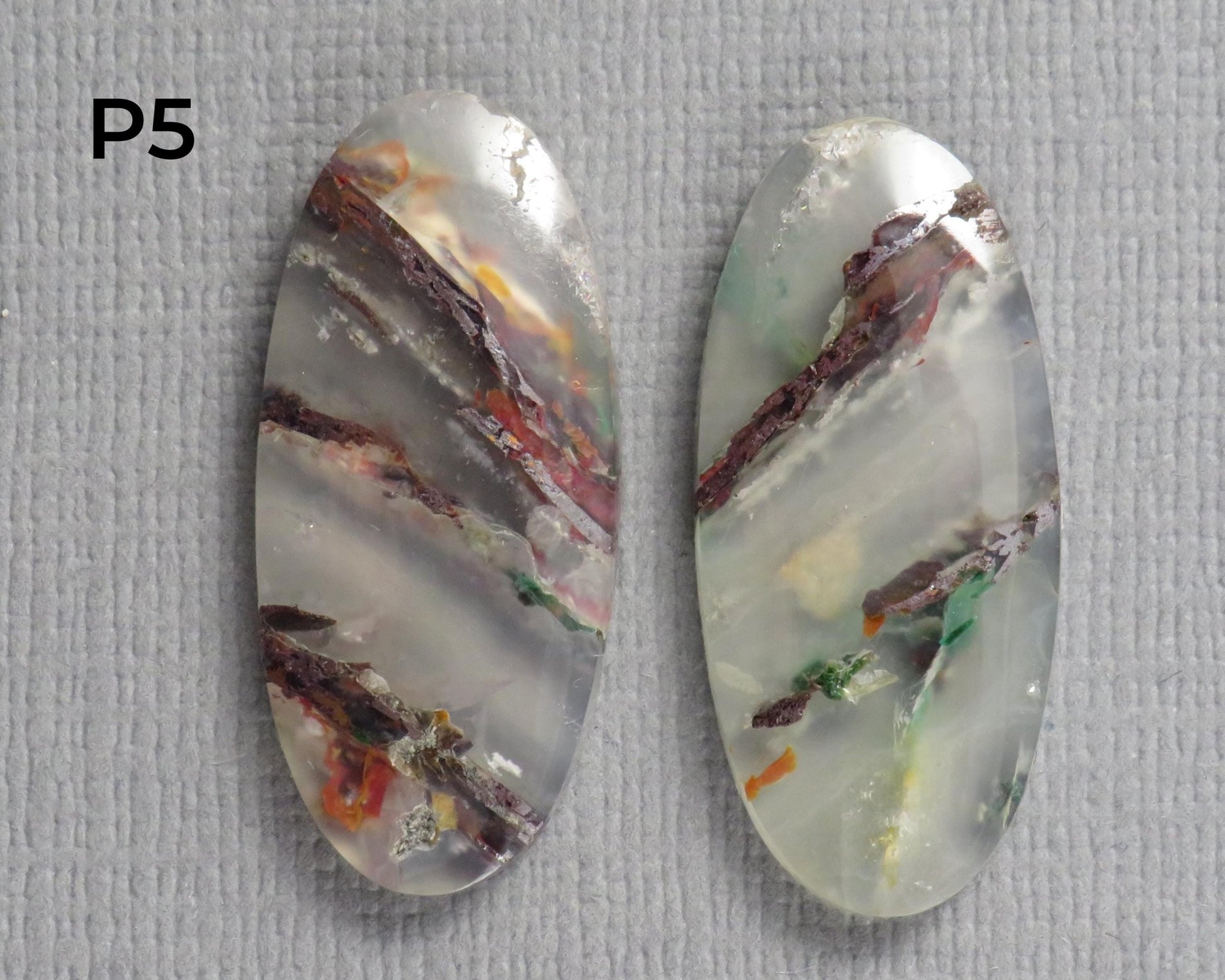 Confetti Chalcedony Cabochon Pairs | 27–34mm, avg 25 ct | Sold Per Pair | Indonesia | CF113 - Gem Enthusiast