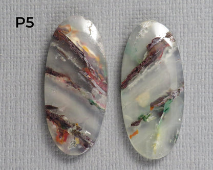 Confetti Chalcedony Cabochon Pairs | 27–34mm, avg 25 ct | Sold Per Pair | Indonesia | CF113 - Gem Enthusiast