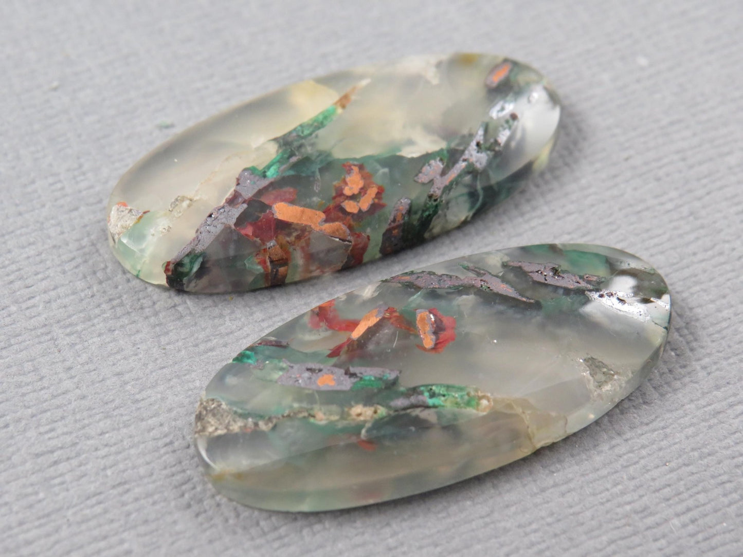 Confetti Chalcedony Cabochon Pairs | 27–34mm, avg 25 ct | Sold Per Pair | Indonesia | CF113 - Gem Enthusiast