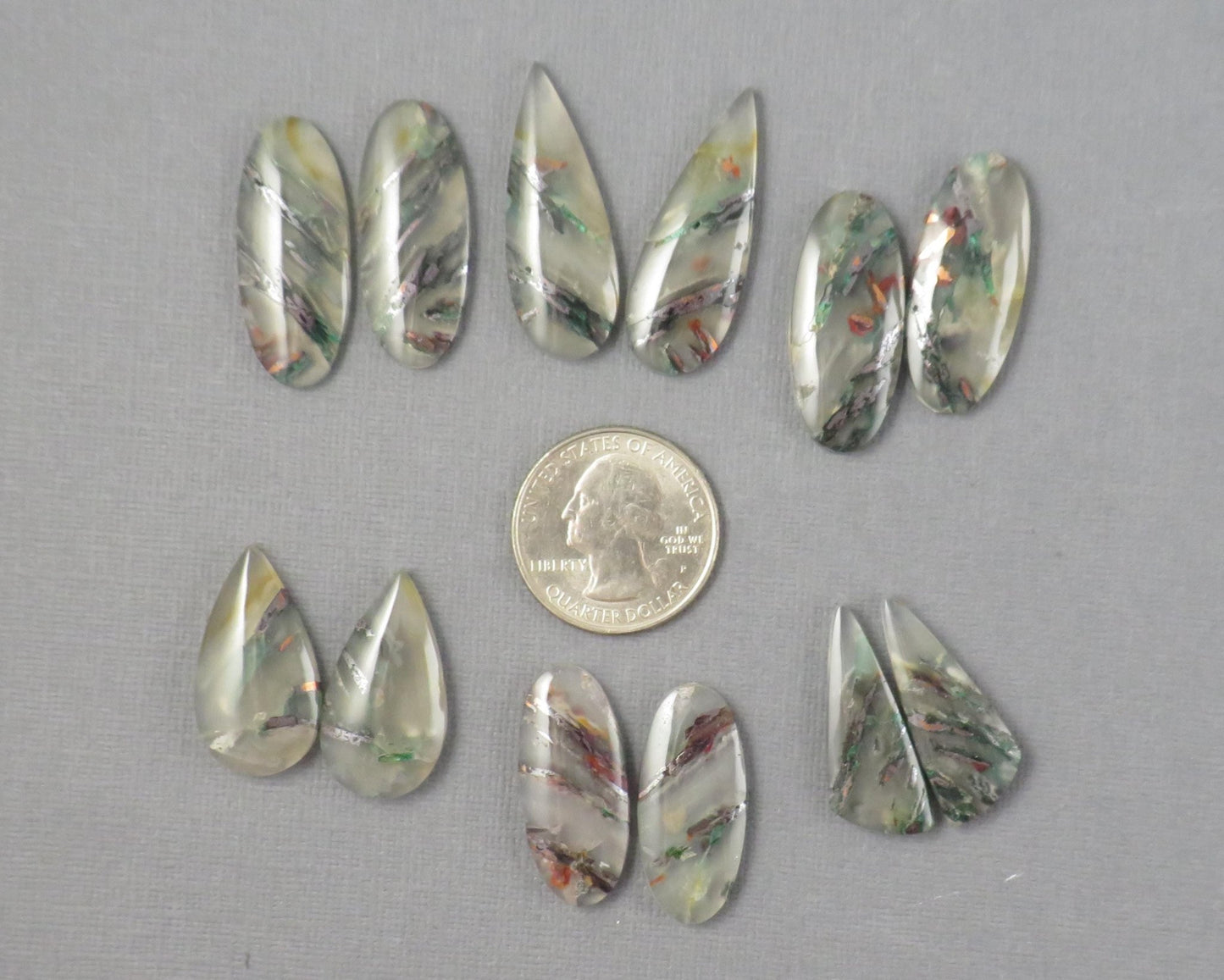 Confetti Chalcedony Cabochon Pairs | 27–34mm, avg 25 ct | Sold Per Pair | Indonesia | CF113 - Gem Enthusiast