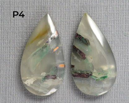 Confetti Chalcedony Cabochon Pairs | 27–34mm, avg 25 ct | Sold Per Pair | Indonesia | CF113 - Gem Enthusiast