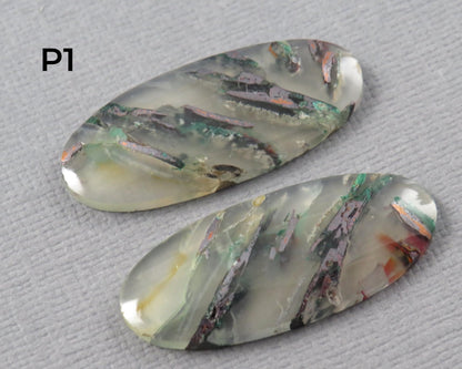 Confetti Chalcedony Cabochon Pairs | 27–34mm, avg 25 ct | Sold Per Pair | Indonesia | CF113 - Gem Enthusiast