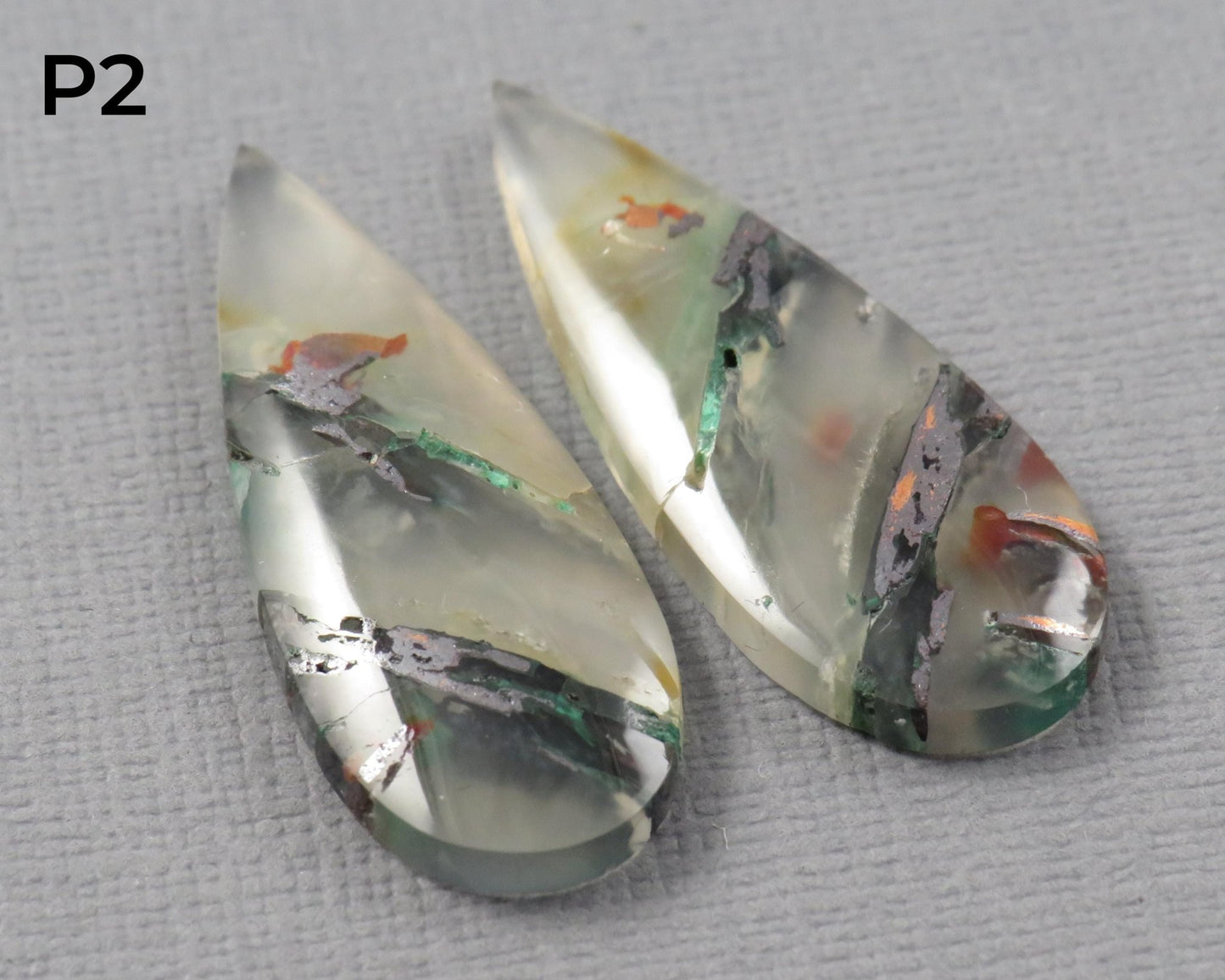 Confetti Chalcedony Cabochon Pairs | 27–34mm, avg 25 ct | Sold Per Pair | Indonesia | CF113 - Gem Enthusiast