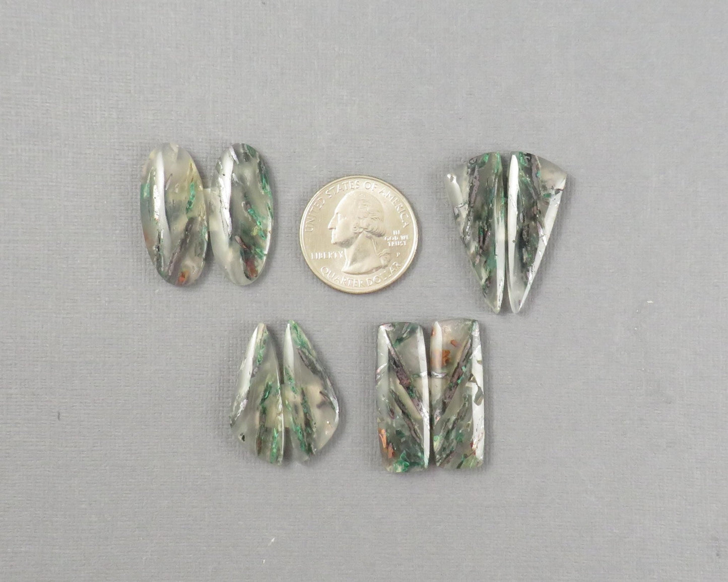 Confetti Chalcedony Cabochon Pairs | 28.5–32mm, avg 25ct | Per Pair | Indonesia | CF112 - Gem Enthusiast