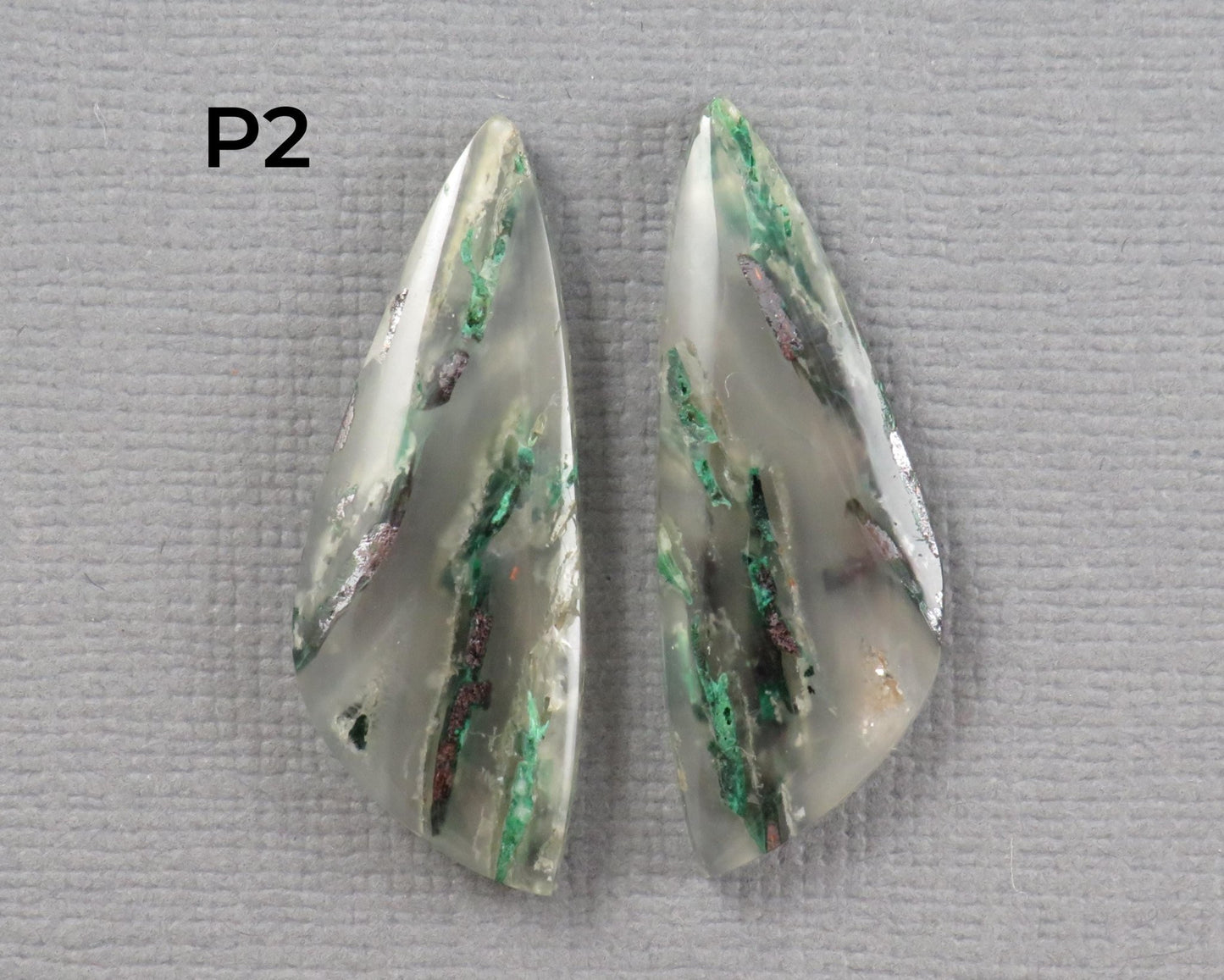 Confetti Chalcedony Cabochon Pairs | 28.5–32mm, avg 25ct | Per Pair | Indonesia | CF112 - Gem Enthusiast
