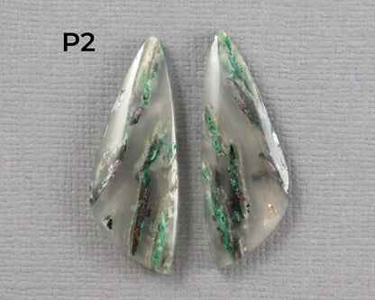 Confetti Chalcedony Cabochon Pairs | 28.5–32mm, avg 25ct | Per Pair | Indonesia | CF112 - Gem Enthusiast