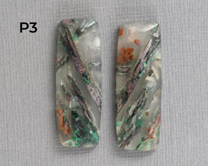 Confetti Chalcedony Cabochon Pairs | 28.5–32mm, avg 25ct | Per Pair | Indonesia | CF112 - Gem Enthusiast