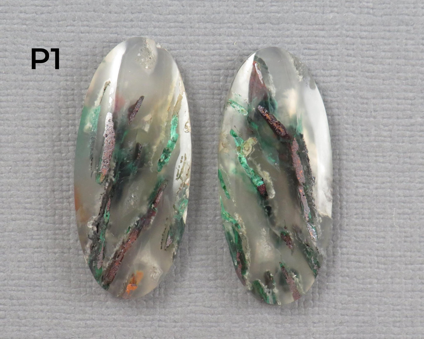 Confetti Chalcedony Cabochon Pairs | 28.5–32mm, avg 25ct | Per Pair | Indonesia | CF112 - Gem Enthusiast