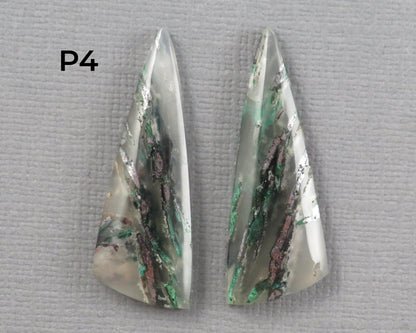Confetti Chalcedony Cabochon Pairs | 28.5–32mm, avg 25ct | Per Pair | Indonesia | CF112 - Gem Enthusiast