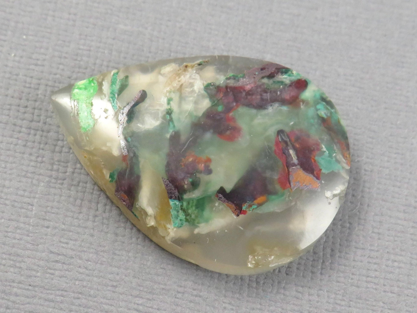 Confetti Chalcedony Cabochon Pear | Confetti Chalcedony | 33mm x 24mm x 6.5mm, 37.11ct | Indonesia | CF101 - Gem Enthusiast