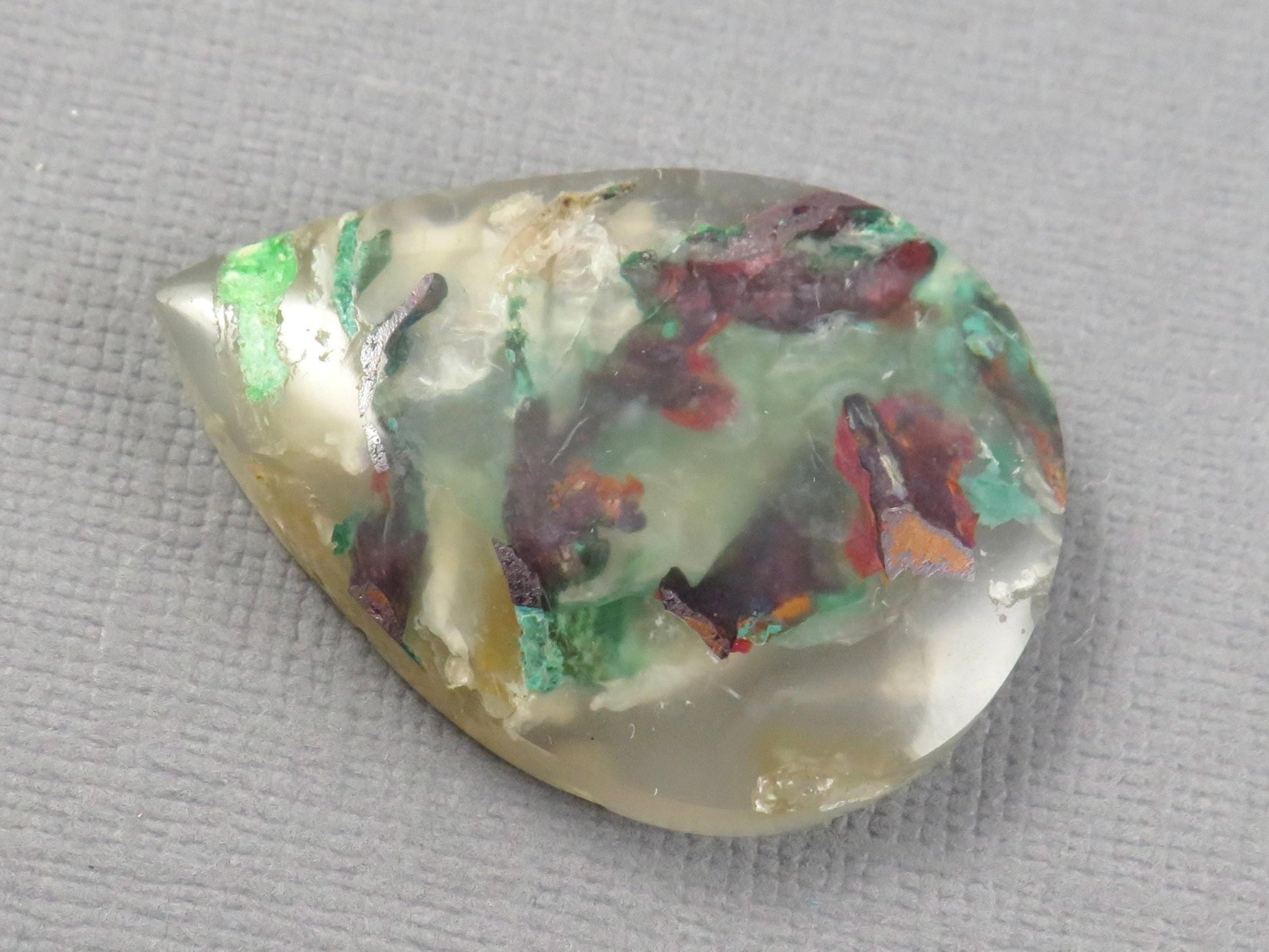 Confetti Chalcedony Cabochon Pear | Confetti Chalcedony | 33mm x 24mm x 6.5mm, 37.11ct | Indonesia | CF101 - Gem Enthusiast