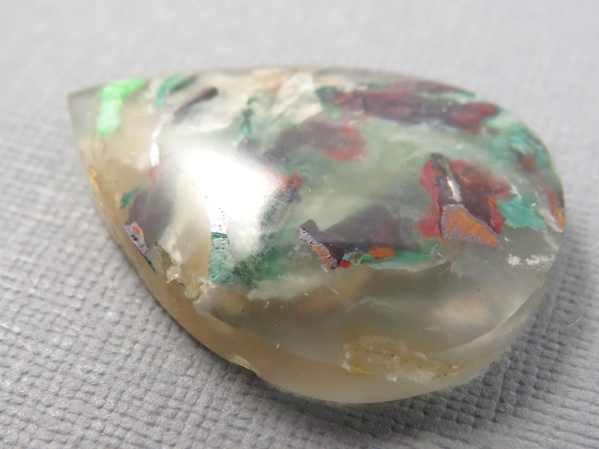 Confetti Chalcedony Cabochon Pear | Confetti Chalcedony | 33mm x 24mm x 6.5mm, 37.11ct | Indonesia | CF101 - Gem Enthusiast