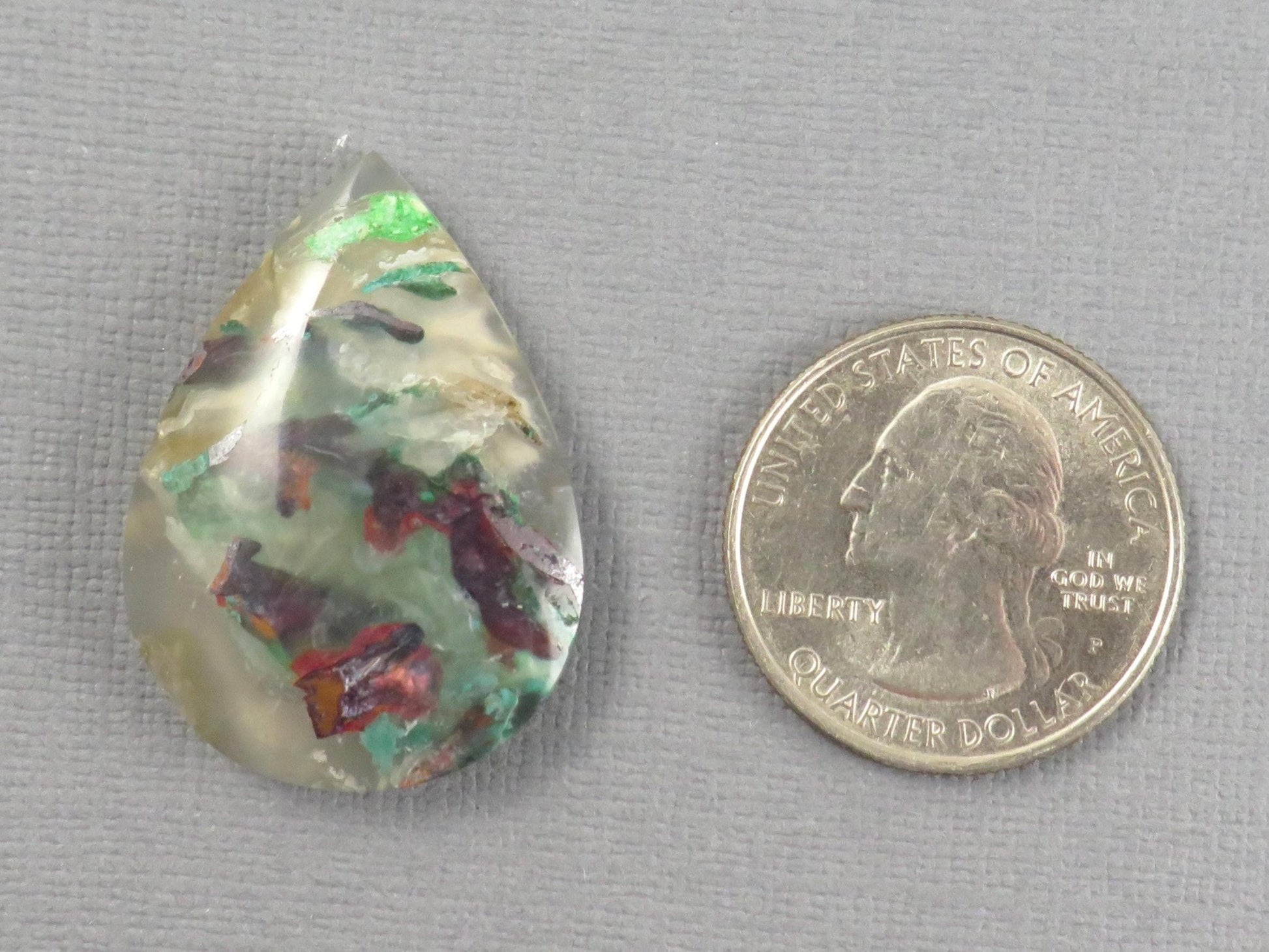Confetti Chalcedony Cabochon Pear | Confetti Chalcedony | 33mm x 24mm x 6.5mm, 37.11ct | Indonesia | CF101 - Gem Enthusiast