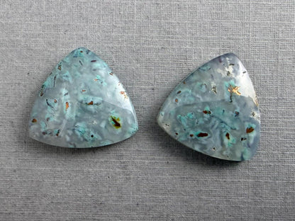 Confetti Chrysocolla in Chalcedony Pair | Natural Loose Triangle Cabochon Gemstone | CA340 - Gem Enthusiast