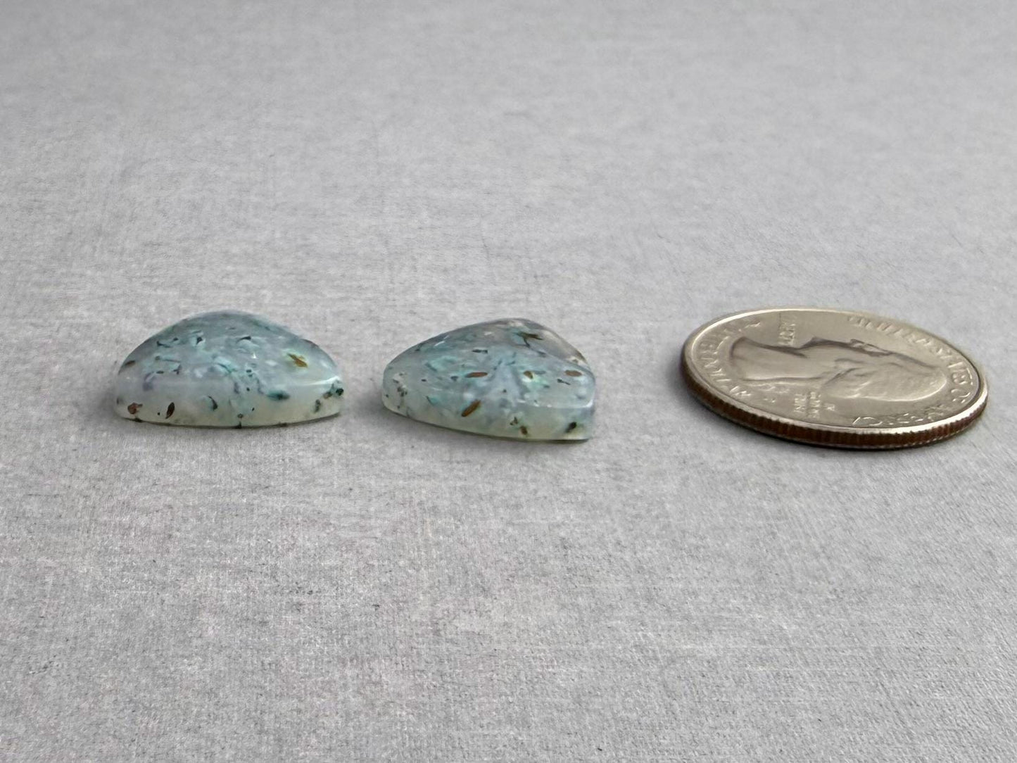 Confetti Chrysocolla in Chalcedony Pair | Natural Loose Triangle Cabochon Gemstone | CA340 - Gem Enthusiast