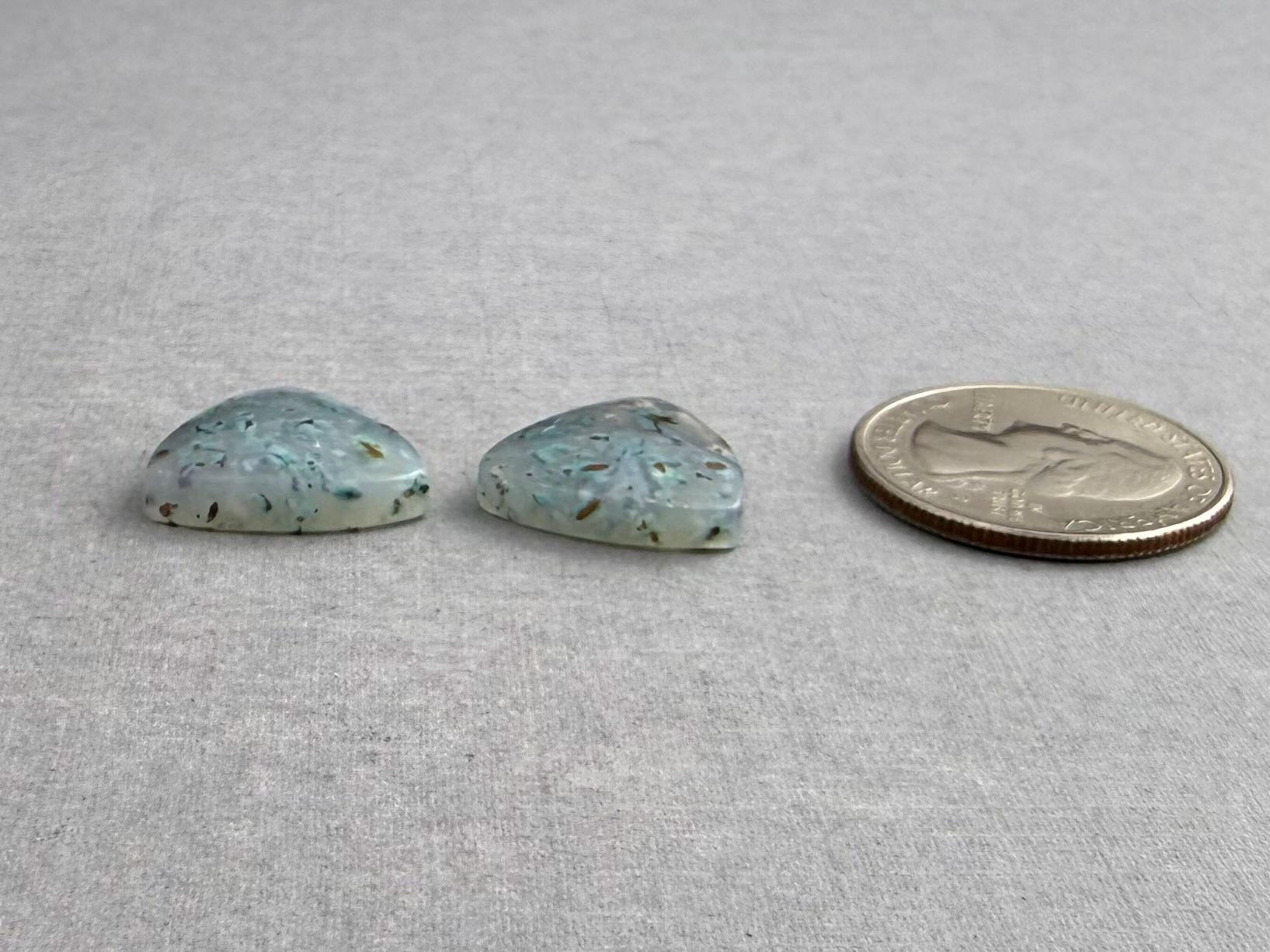 Confetti Chrysocolla in Chalcedony Pair | Natural Loose Triangle Cabochon Gemstone | CA340 - Gem Enthusiast