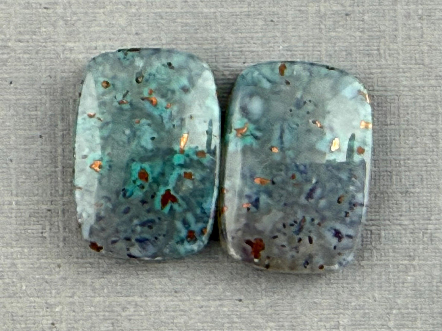 Confetti Chrysocolla in Chalcedony Pair | Natural Rectangle Cabochon Gemstone | CA328 - One of a Kind Cabochons - Gem Enthusiast