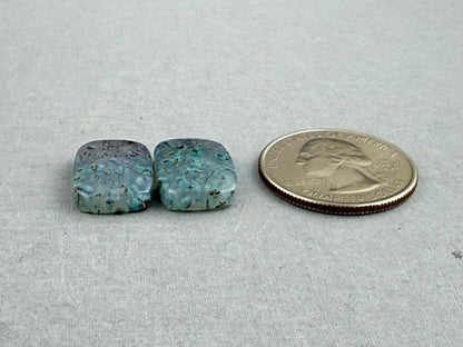 Confetti Chrysocolla in Chalcedony Pair | Natural Rectangle Cabochon Gemstone | CA328 - One of a Kind Cabochons - Gem Enthusiast